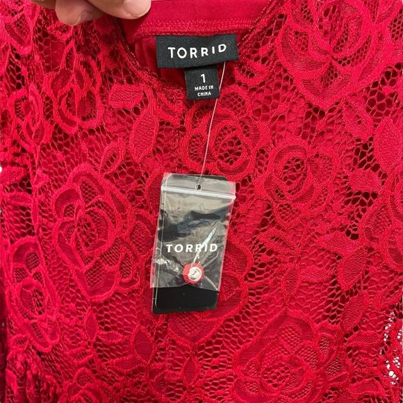 Torrid Mini Lace Skater Dress Stretchy Size 1X 14/16 NEW Jester Red - Picture 3 of 6